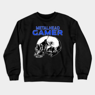 Metalhead Gamer Side Skull Blue Crewneck Sweatshirt